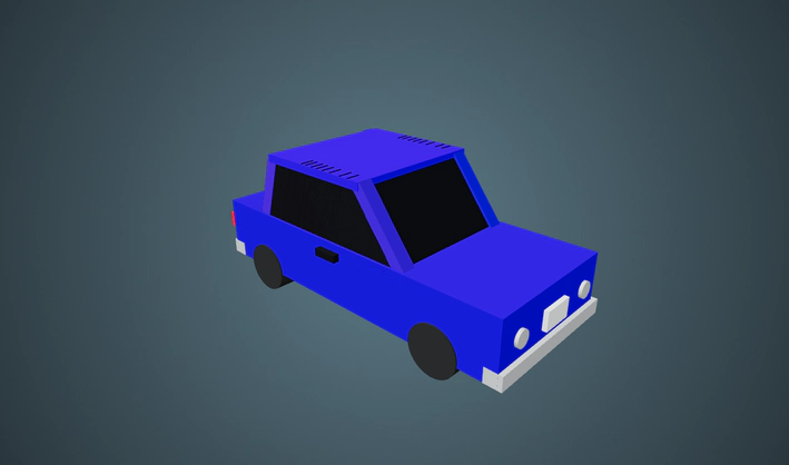 Low Poly Blue Car