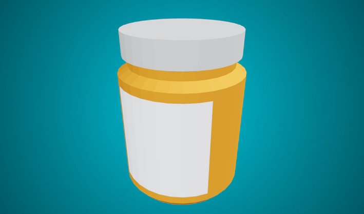 Low-Poly Yellow Pill Bottle A