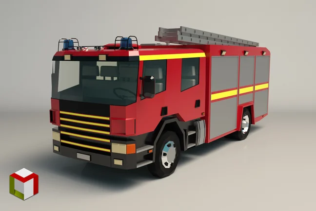 Low Poly Fire Truck 02